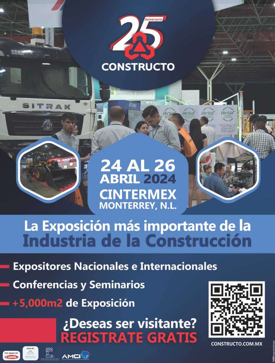 CONSTRUCTO Exposicion Internacional de la Industria de la Construccion. Cintermex Monterrey 24 al 26 de Abril 2024.