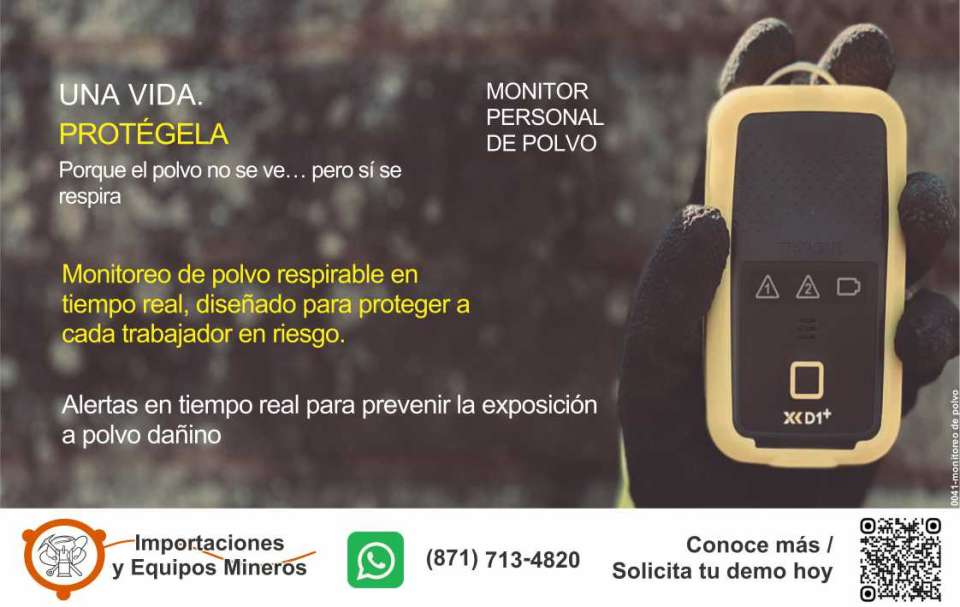 Monitor Personal de Polvo. Una Vida. Protegela. Porque el polvo no se ve...pero si se respira. Monitoreo de polvo respirable en tiempo real, diseñado para proteger a cada trabajador en riesgo. Monitor Personal de Polvo. Una Vida. Protegela. Porque el polvo no se ve...pero si se respira. Monitoreo de polvo respirable en tiempo real, diseñado para proteger a cada trabajador en riesgo.