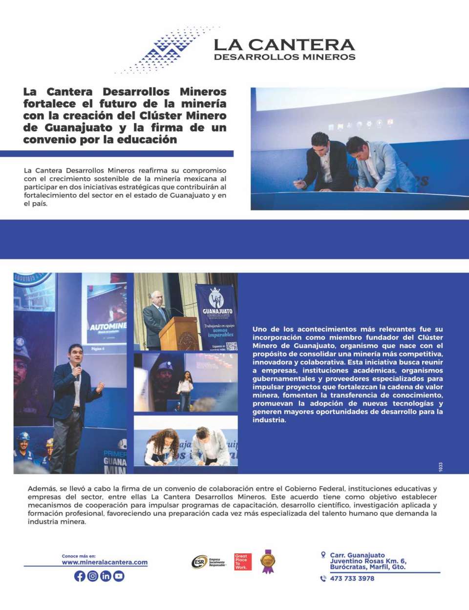 Fortalecemos el futuro de la mineria con la creacion del Cluster Minero de Guanajuato y la firma de un convenio por la educacion, reafirmamos el compromiso con el crecimiento de la mineria mexicana. Fortalecemos el futuro de la mineria con la creacion del Cluster Minero de Guanajuato y la firma de un convenio por la educacion, reafirmamos el compromiso con el crecimiento de la mineria mexicana.