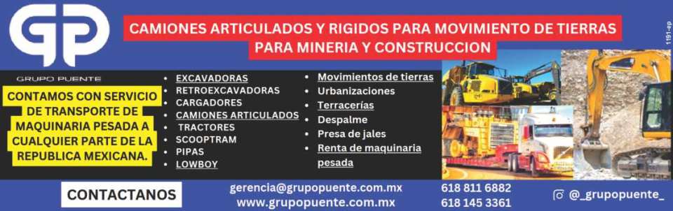 Camiones articulados y rigidos para mineria y construccion, yucles para movimiento y acarreo de tierras, contamos con los mejores equipos para construccion y traslado.