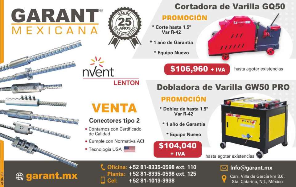 GQ50 rod cutter, promotion $106,960 plus VAT, cut up to 1.5" Var R-42. GW50 PRO rod bender, promotion $104,040 plus VAT, bending up to 1.5" Var R-4 GQ50 rod cutter, promotion $106,960 plus VAT, cut up to 1.5" Var R-42. GW50 PRO rod bender, promotion $104,040 plus VAT, bending up to 1.5" Var R-4