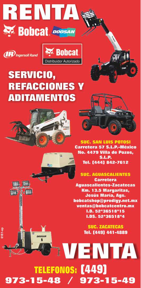 Bobcat Shop, aditamentos para equipos de construccion, cargadores frontales, compresores, minicargadores. Venta-renta-servicio-refacciones. 