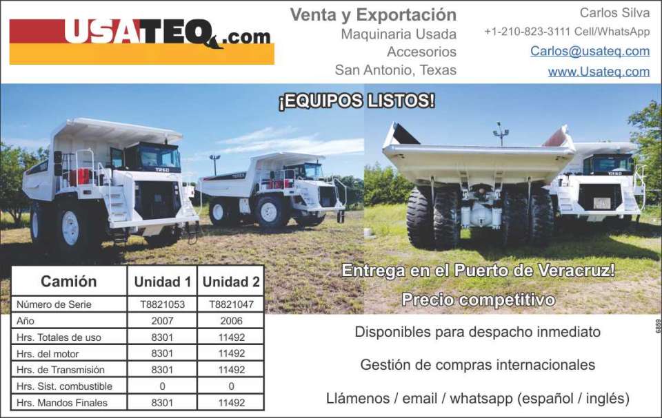 Venta y Exportacion,Maquinaria Usada, Camiones,Llantas OTR,accesorios,martillos hidraulicos,platos compactadores,ruedas compactadoras,colocadores de postes, accesorios para excavadoras y cargadores.