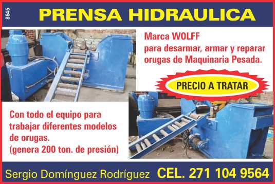 Wolf brand hydraulic press, to disassemble, assemble and repair heavy machinery tracks Wolf brand hydraulic press, to disassemble, assemble and repair heavy machinery tracks